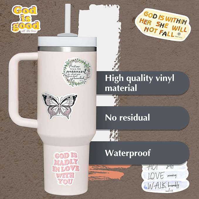 50Pcs Flower Stickers, Inspirational Retro Stickers for Tumbler Cup Water Bottle Laptop Phone Case Scrapbooking Skateboard Teens Aldult Kids