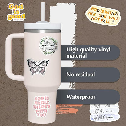 50Pcs Flower Stickers, Inspirational Retro Stickers for Tumbler Cup Water Bottle Laptop Phone Case Scrapbooking Skateboard Teens Aldult Kids