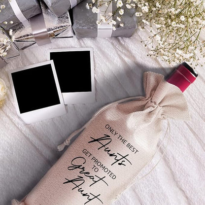 Aunt Gifts Wine Bag Only the Best Aunt Get Promoted to Great Aunt, Pregnancy Announcement Gift, Wine Bag for Aunt, Baby Reveal Wine Bag, Baby Announcement Wine Bag (DL052)