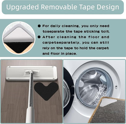 Non Slip Rug Grippers, 12 Pairs Anti Slip Rug Tape Keep Corners Flat, Kitchen Rugs and Mats Non Skid Washable Carpet Tape, Carpet Pad Rug Grippers for Hardwood Floors and Area Rugs