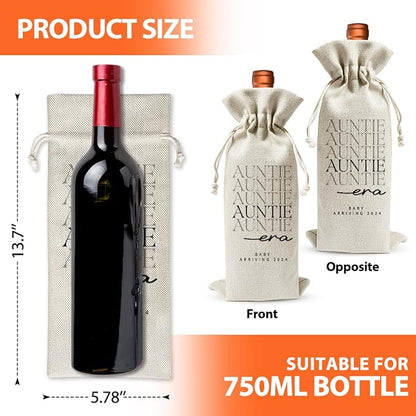 Auntie To Be Gift, Promoted to New Auntie Gift, Baby Announcement Gift for New Aunt, Becoming An Auntie, Baby Shower or Baby Party Favor Decor, Baby or Pregnancy Reveal Gift, Burlap Wine Bag