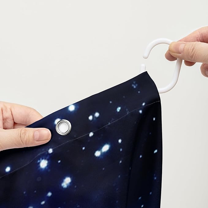 AILONEN Colorful Moth Shower Curtain,Galaxy Moon Moth Bath Curtain for Bathroom Decor,Polyester Waterproof with 12 Plastic Hooks 48" W*72" H