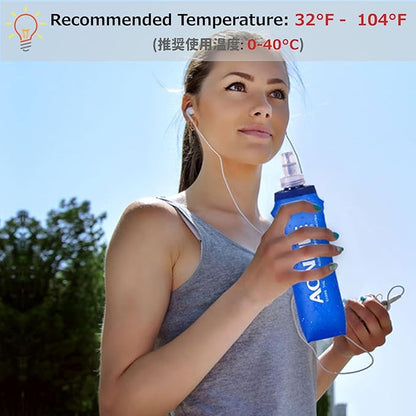 Azarxis TPU Soft Flask Running Collapsible Water Bottles BPA-Free Running Flask 250ml / 500ml for Hydration Pack - Ideal for Running Hiking Cycling Climbing (500ml/16.9oz)