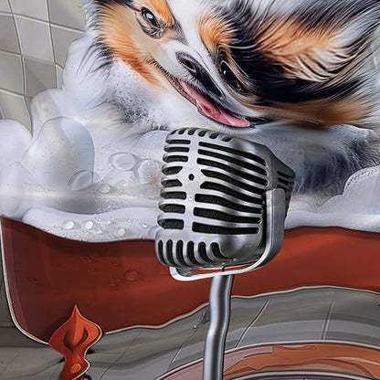 AILONEN Cute Bubble Puppy Shower Curtain for Kids Boys,Funny Singing Dog Waterproof Fabric Shower Curtain for Bathroom,Lovely Hilarious Pet Shower Curtain Set with Hooks,72" W*84" H