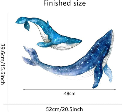 Removable Vinyl Whale Wall Decal Sea Life Wall Sticker Decor Nursery Kidsroom School Classroom Livingroom Bedroom Bathroom Coastal Ocean Fish Murals Decals