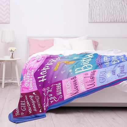 7 Year Old Girl Birthday Gifts Blanket, 7 Year Old Girl Gifts, Birthday Gifts for 7 Year Old Girls, 7th Birthday Decorations for Girls, Seven Year Old Girl Birthday Gifts 60"X50"