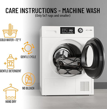 Machine Washable Moroccan Trellis Design Non-Slip Rubberback 2x6 Traditional Indoor Runner Rug for Hallway, Kitchen, Bedroom, 2'2" x 6', Dark Gray