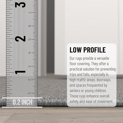 Machine Washable Modern Solid Design Non-Slip Rubberback 2x5 Traditional Runner Rug for Hallway, Kitchen, Bedroom, Entryway, 20" x 59", Gray