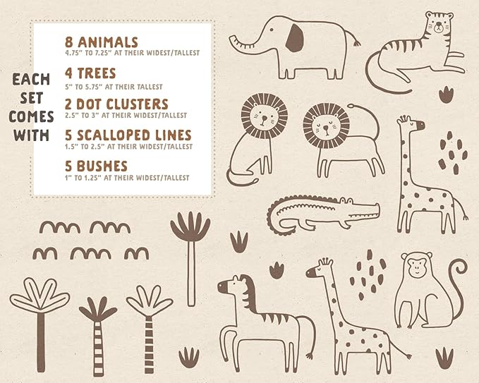 Jungle Animal Wall Decals Safari Nursery Wall Art Removable Wall Stickers Kids Room Decor Tropical Jungle Wall Decor