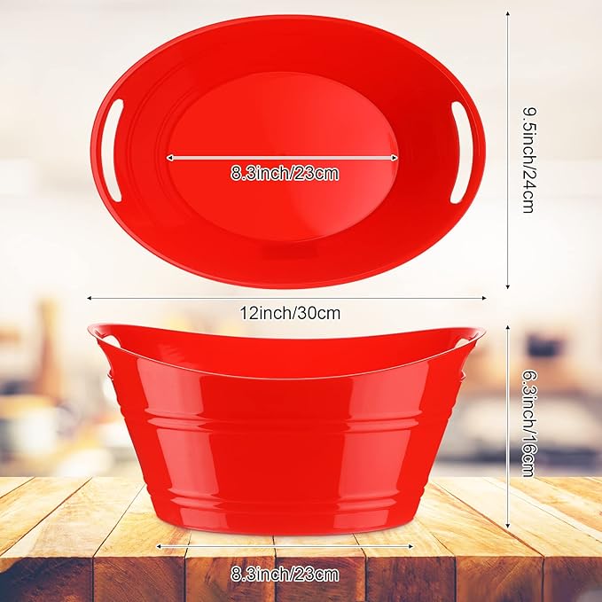 6 Pieces Ice Buckets Bulk, Plastic Ice Buckets with Handles, Oval Storage Tub, Large Capacity Ice Drink Bucket for Party Bar Wine Beer Champagne Beverage Bottle Cooler (Multicolor,4.5 Liter)
