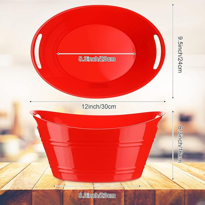 6 Pieces Ice Buckets Bulk, Plastic Ice Buckets with Handles, Oval Storage Tub, Large Capacity Ice Drink Bucket for Party Bar Wine Beer Champagne Beverage Bottle Cooler (Multicolor,4.5 Liter)