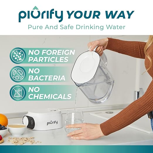 Alchemy Automatic Water Filter Pitcher with Rapid Filtration | Water Dispenser with Advanced UltraFiltration + Carbon Technology | 50 Oz Capacity | Extended 130 Gallon Cartridge Life