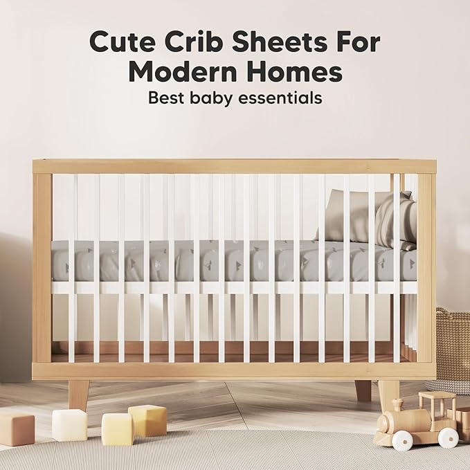 2-Pack Organic Crib Sheets for Boys, Girls - Jersey Fitted Crib Sheet, Baby Crib Sheets Neutral, Crib Mattress Sheet, Cotton Crib Sheets, Breathable Crib Sheet, Baby Mattress Sheets (Savannah)