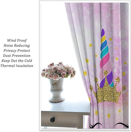 Kids Unicorn Curtains Kids Girls Boys Rainbow Unicorn Pattern Blackout Curtains Bedroom Curtains 72x63 Inches 2 Panels