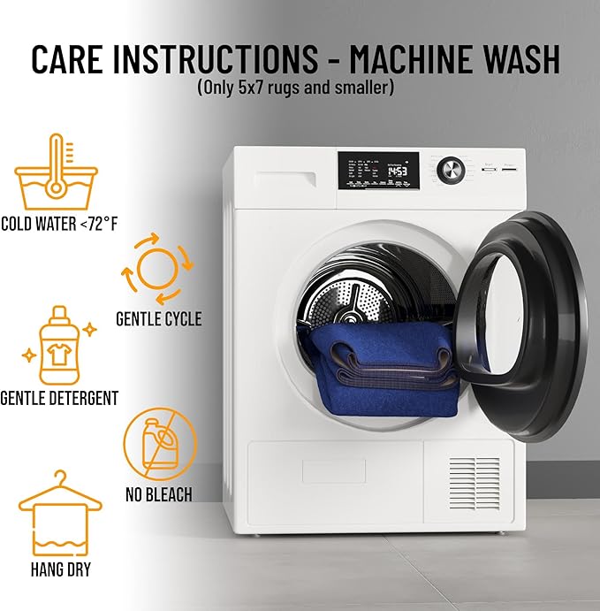 Machine Washable Modern Solid Design Non-Slip Rubberback 2x3 Traditional Area Rug for Entryway, Bedroom, Kitchen, Bathroom, 2'3" x 3', Navy