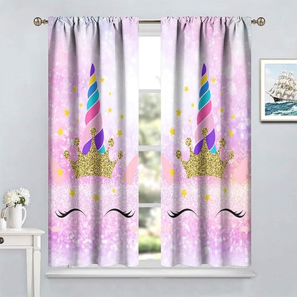 Kids Unicorn Curtains Kids Girls Boys Rainbow Unicorn Pattern Blackout Curtains Bedroom Curtains 42x54 Inches 2 Panels