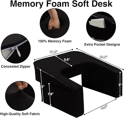 A Nice Night Lap Desk Rest Pillow for Adult,TV Trays Bed Pillow, Memory Foam Rest Pillow for Reading, Working, Playing Switch or Sitting in Bed Sofa Floor,Black