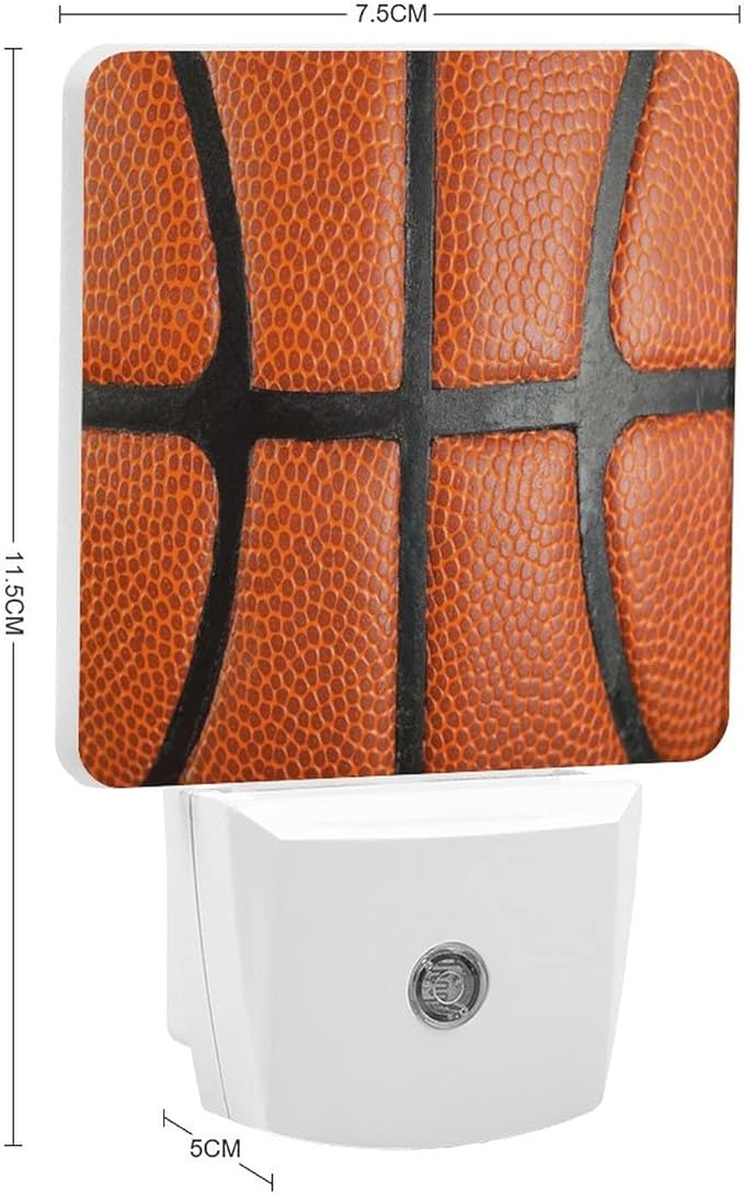 LED Night Lights Lamp with Dusk to Dawn Sensor, Orange Leather Textured Basketball Night Lamp, Night Lights Plug Into Wall for Kids Room, Bedroom, Bathroom, Kitchen, Hallway