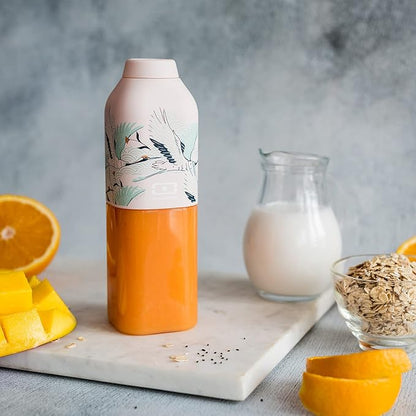 MONBENTO - Clear Reusable Water Bottle MB Positive M graphic Destiny - 17 floz/500 ml Water Bottle Perfect for Work, Travel, Sport, Picnic - Compact, Leakproof BPA Free Water Bottle - Japanese Pattern