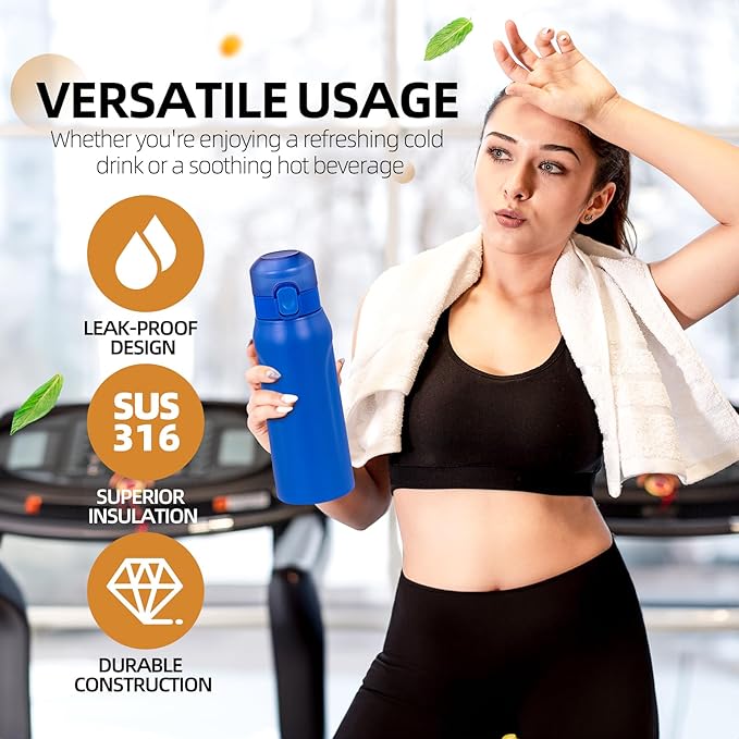 Air water bottle,750ML Air Water Bottle with 7 Flavor Pods, Stainless Steel Water Bottle with Straw, Sports Water Bottle Suitable for Outdoor Sport (Blue)