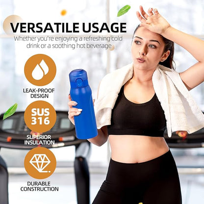 Air water bottle,750ML Air Water Bottle with 7 Flavor Pods, Stainless Steel Water Bottle with Straw, Sports Water Bottle Suitable for Outdoor Sport (Blue)