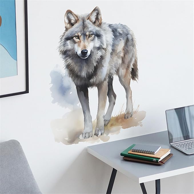 Waterproof Removable Vinyl PVC Wolf Safari Animal Wall Decal Wall Sticker for Nursery School Classroom Livingroom Bedroom Bathroom Decor Peel Stick Art Wallpaper Stickers,Room Decals
