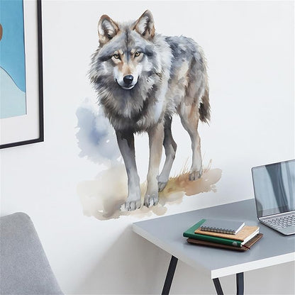 Waterproof Removable Vinyl PVC Wolf Safari Animal Wall Decal Wall Sticker for Nursery School Classroom Livingroom Bedroom Bathroom Decor Peel Stick Art Wallpaper Stickers,Room Decals