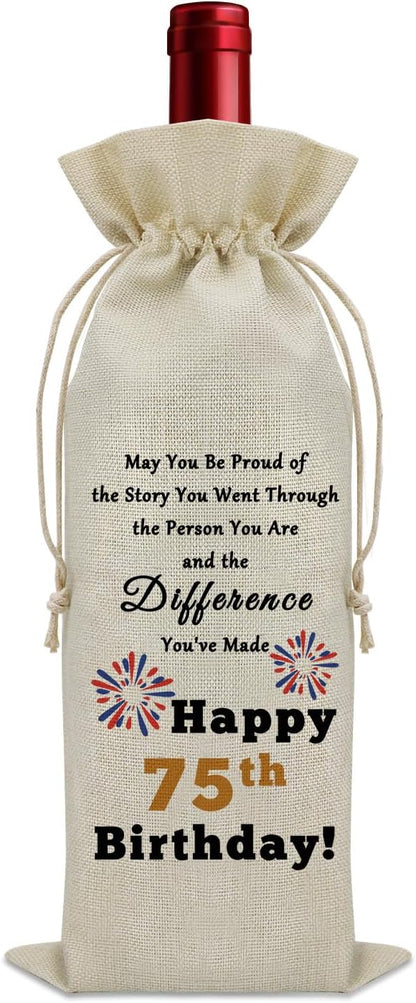 75th Birthday Gifts for Born in 1949 Wine Bag 75 Years Old Birthday Gift Inspirational Birthday Quotes Wine Accessories Gifts for Wine Lovers Gifts for Someone Turning 75 Wine Bottle Decoration Bag