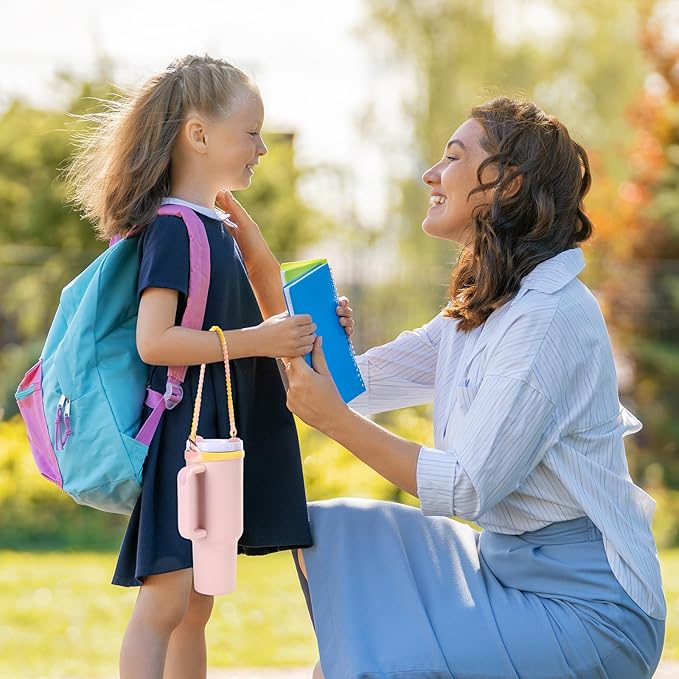 2PCS Water Bottle Handle - Strap Carrier Soft and Durable Silicone Water Bottle Sling Fits Most 8-40oz Bottles(1+5)