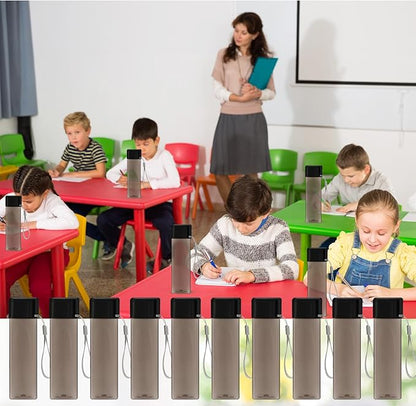 Mifoci 20 Pieces Water Bottle Bulk 17 oz Plastic Water Bottles Bulk Gym Sports Adults Reusable Large Water Bottles for Outdoor Fitness(Black,Rectangle)