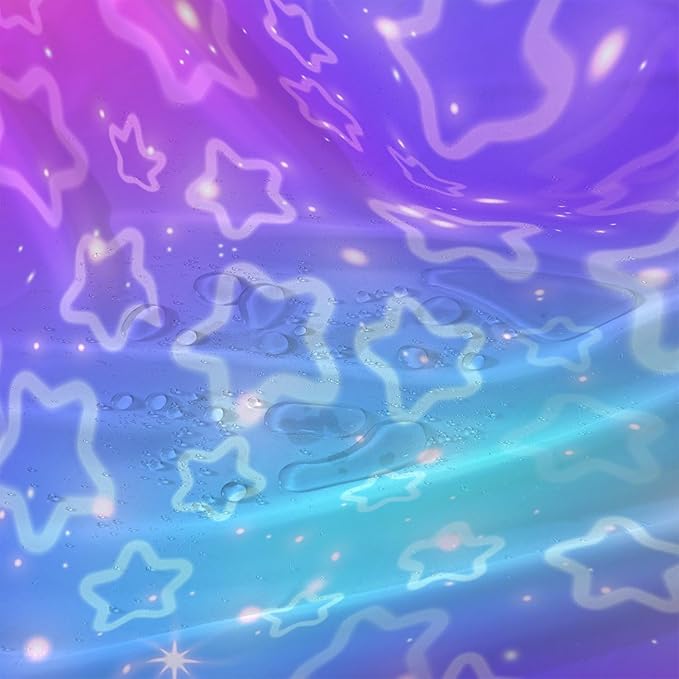 AILONEN Stars Shower Curtain, Dream Blue-Violet Gradient Theme Fabric Shower Curtains for Bathroom,Shining Stars Shower Curtain Liner for Girls Teen,36" W*72" H