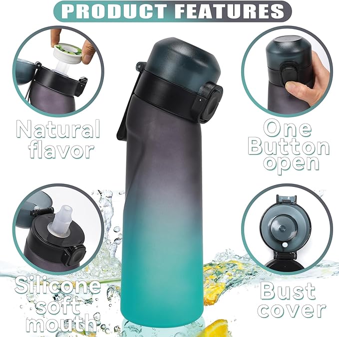 Air Water Bottle with 7Pcs Flavor Pods 26.3Oz Scent Water Bottle Fruit Fragrance Water Bottle,Scent Water Cup,Sports Water Cup Suitable for Outdoor Sports