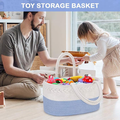 ABenkle Baby Diaper Caddy, Nursery Storage Bin and Car Organizer for Diapers Wipes, Cotton Rope Basket Changing Table Caddy