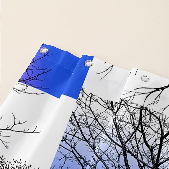AILONEN Blue and White Tree Abstract Shower Curtain,Minimalist Printed Plant Tree Arts Bath Curtain,Modern Boho Waterproof Curtain for Bathroom Decor, 72" W x 84" H