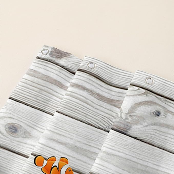 AILONEN 3D Printed Sea Turtle Shower Curtain, Ocean Coast Wooden Style Bathroom Curtain,Shell Turtle Bath Curtain 36" W*72" H Polyester Waterproof Bathroom Curtain with 12 Hooks