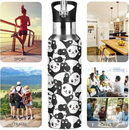 MNSRUU Insulated Water Bottle with Straw, Rainbow and Unicorns Stainless Steel Flasks for Sports Cycling Hiking School