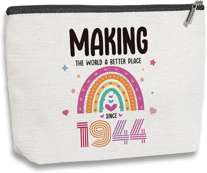 80th Birthday Gifts for Women, 80 Years Old Birthday Gifts Makeup Bag for Mom, Friend, Sister, Grandma, Travel Toiletry Makeup Organizer Zipper Pouch - Making The World a Better Place Since 1944