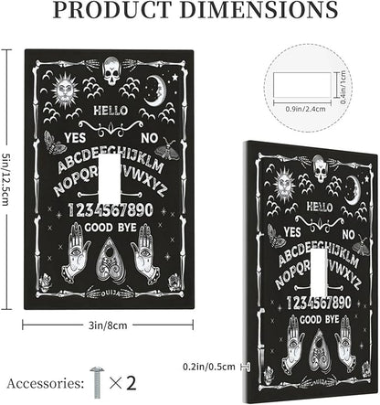 Black Witchy Skeleton Skull Gothic Sun Moon 1 Gang Novelty Light Switch Covers Decorative Unique Single Toggle Wall Plate Switchcover Electrical Switchplate for Bathroom Bedroom Decor