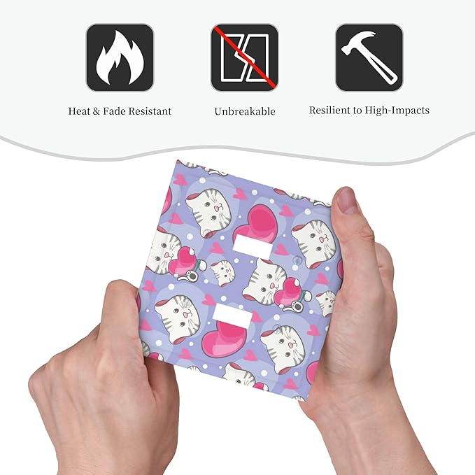 Cartoon Baby Panda Double Toggle Light Switch Covers 2 Gang Wall Plate Dual Decorative Switchplate Electrical Faceplate for Bathroom Country Kitchen Bedroom Decor, 4.9" x 5"