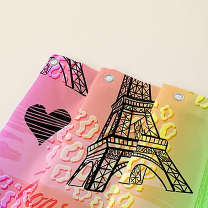 AILONEN Rainbow Shower Curtain for Bathroom, Rainbow Gradient Eiffel Tower Printed Bath Curtain,Women Girls Kids Minimalist Waterproof Fabric Shower Curtain Set with Hooks 72" W*96" H
