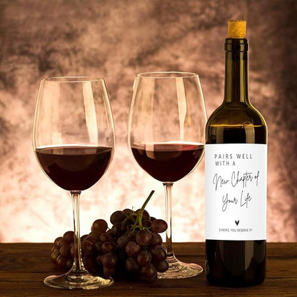 24 Pcs Funny Pairs Well with a New Chapter Wine Labels New Chapter Wine Bottle Stickers Retirement Wine Bottle Labels Moving Away New Beginnings Gifts for Women Men