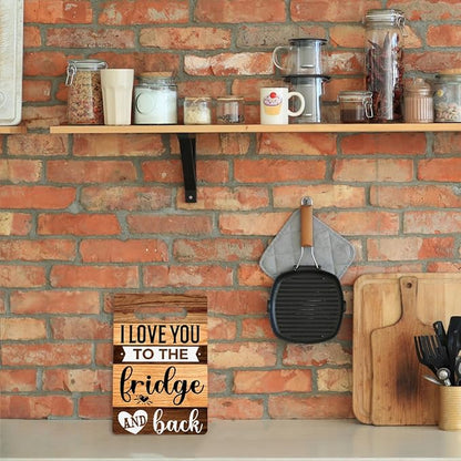 Farmhouse Kitchen Decor, Kitchen Signs Wall Decor, Kitchen Decorations, Kitchen Door Wall Hanging Decor, I Love You to The Fridge And Back Wood Sign 8 x 12 Inch