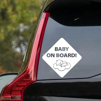 Baby on Board Sleepy Baby Viynl Decal Sticker for Windows, Car Sticker | Cars Trucks Vans, Bumper Sticker, Size: 5inch (White)