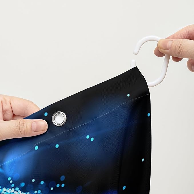 AILONEN Butterfly Shower Curtain Bathroom 72" W*78" H Sparkly Blue Butterflies Curtain Cloth Fabric Bathroom for Girls Kids,Boho Style Shower Curtain Set