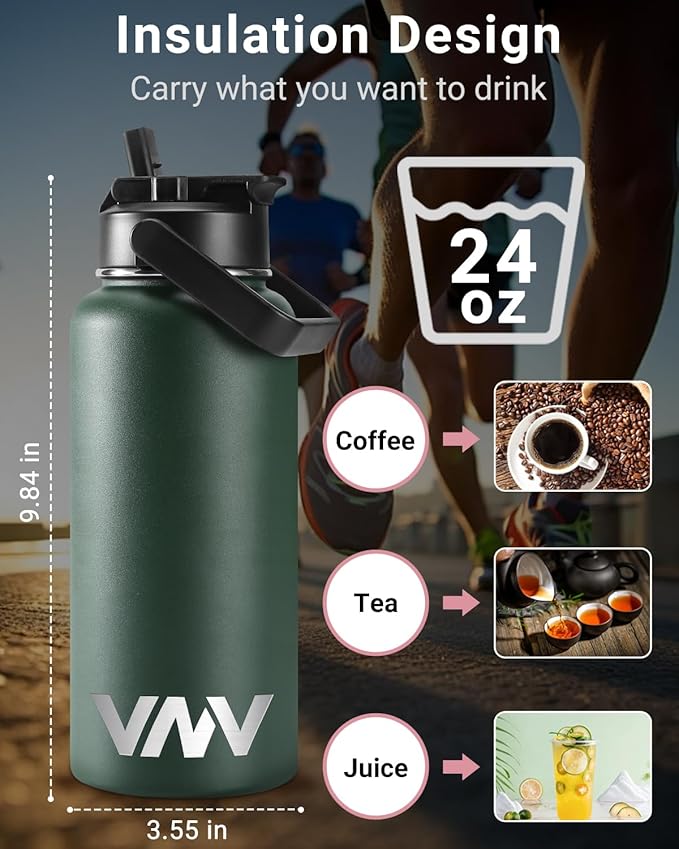 VNV 32 Oz Insulated Water Bottle, Stainless Steel Vacuum Double Wall Insulated Thermos, Leak Proof Travel Mug with Straw Lid, for Home and Outdoor