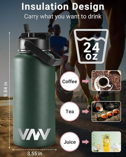VNV 32 Oz Insulated Water Bottle, Stainless Steel Vacuum Double Wall Insulated Thermos, Leak Proof Travel Mug with Straw Lid, for Home and Outdoor