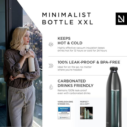 LARS NYSØM Stainless Steel Insulated XL Water Bottle 12oz 17oz 25oz 34oz 51oz | BPA-free Insulated Thermo Flask for Hot and Cold Beverages | Leakproof Large Drinking Bottle (Onyx Black, 51oz)