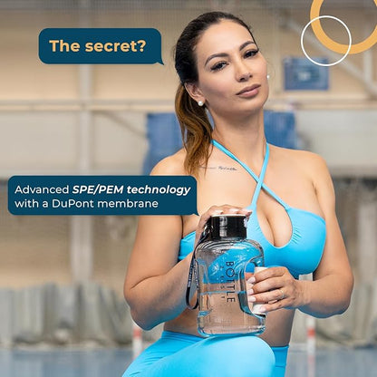 50oz | 1.5L Hydrogen Water Bottle Generator | Latest 2024 SPE PEM Technology | Leakproof | Sports Bottle Jug and Handle | Tritan BPA Free Plastic (Black)