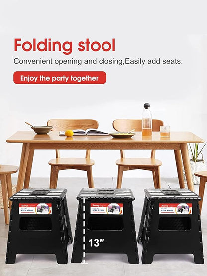 ACSTEP 13“ Folding Step Stool for Adults 1 Pack,Holds Up to 330 lbs, Thicken Plastic Folding Step Stool is Sturdy Enough to Support Adults and Safe Enough for Kids .Black