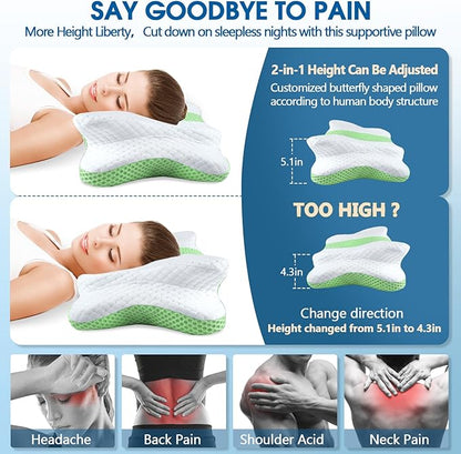 5X Pain Relief Cervical Pillow for Neck and Shoulder Support,Hollow Design Cervical Memory Foam Pillows, Orthopedic Ergonomic Neck Pillow,Contour Bed Pillow for Side,Back,Stomach Sleeper……
